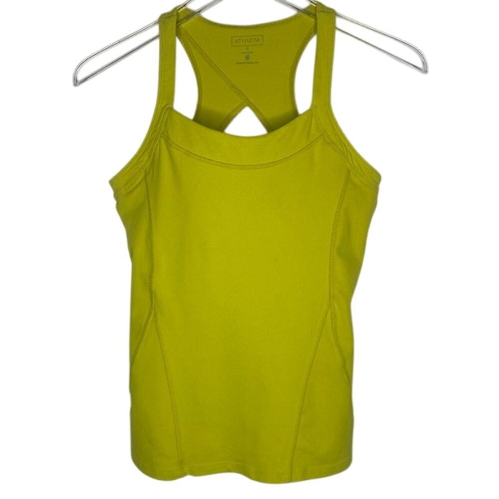 Athleta Lime Green T-Back with Keyhole Athletic Tank Top size Small
